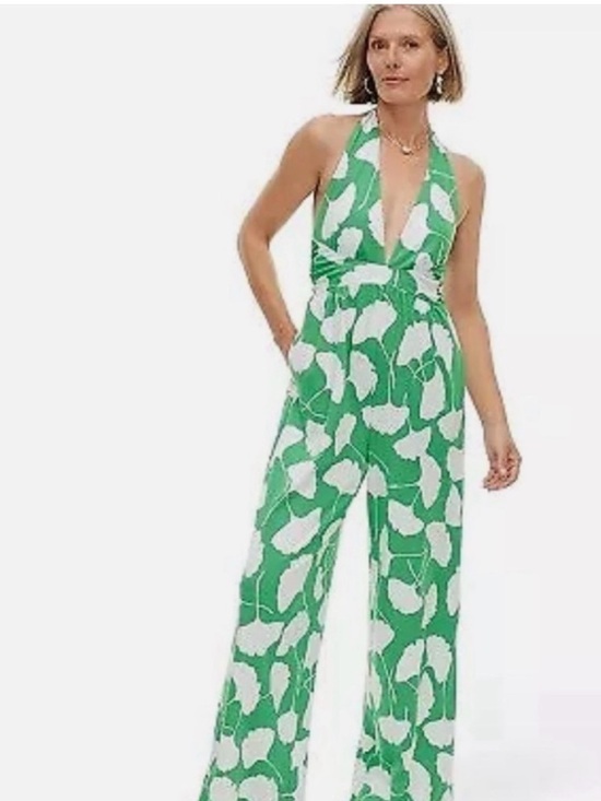 Diane Von Furstenberg Pants - Diane Von Furstenberg for Target Green and White Halter Jumpsuit NWT